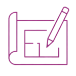 Grundriss-Plan mit Stift-Symbol für Architekturplanung.