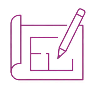 Grundriss-Plan mit Stift-Symbol für Architekturplanung.
