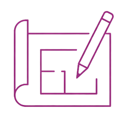 Grundriss-Plan mit Stift-Symbol für Architekturplanung.
